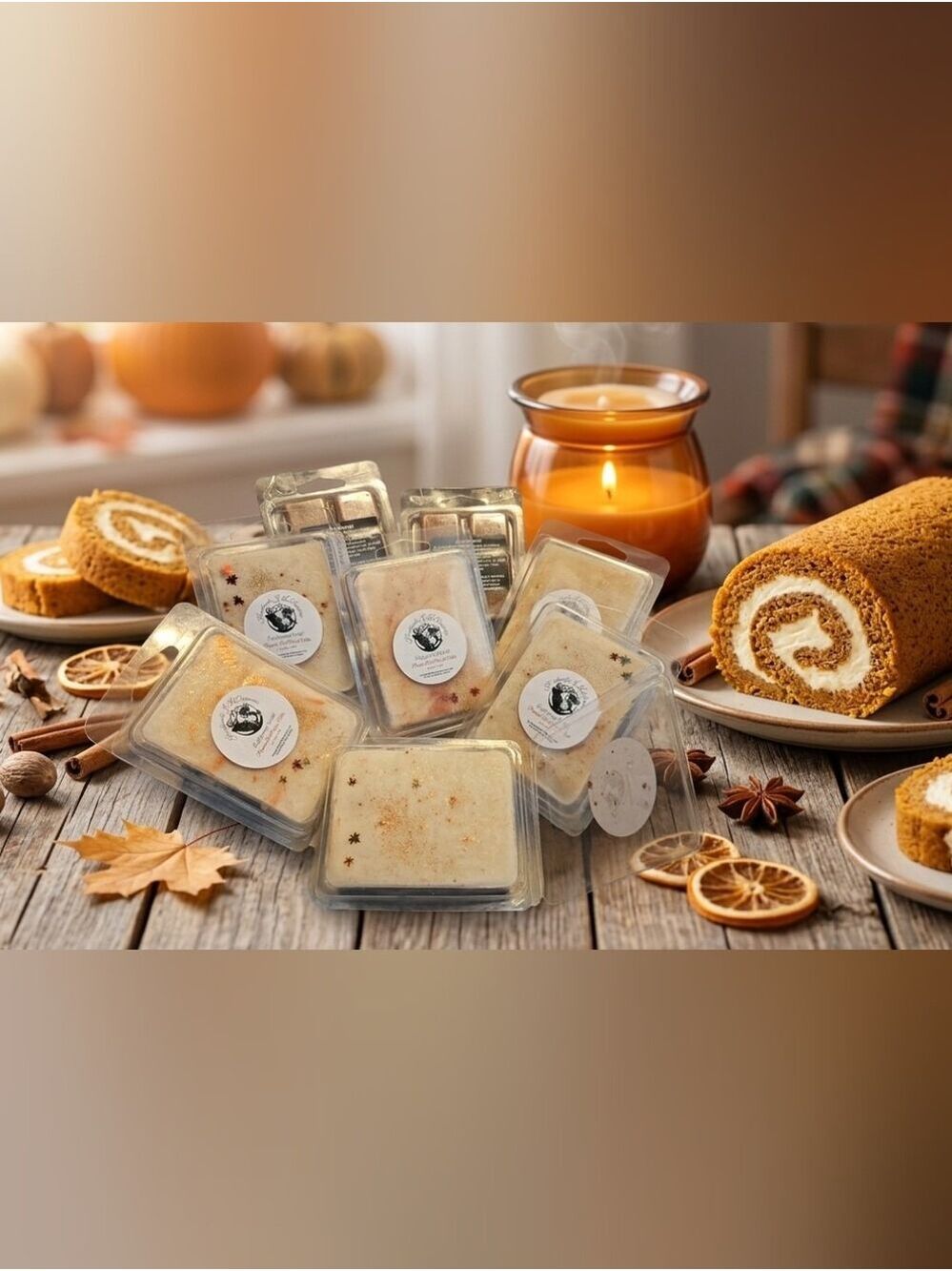 Pumpkin Roll Candle Soy Wax Melts Handcrafted